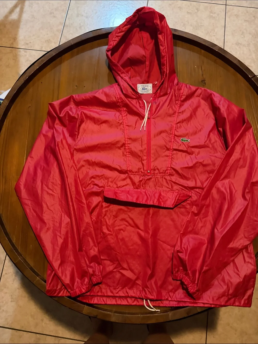 Lacoste Red Hooded Nylon Windbreaker